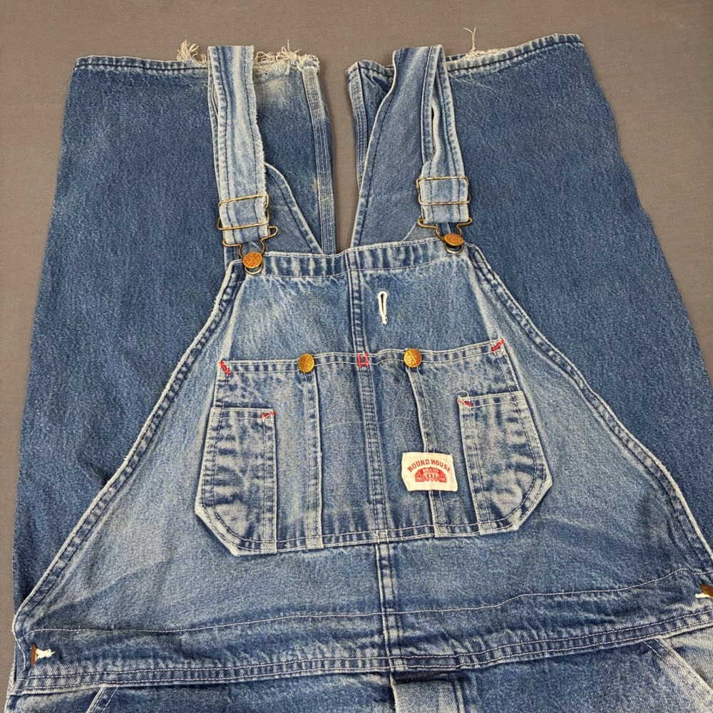 Vintage Round House Bib Overalls Men's Size 38x28 Carpenter Workwear